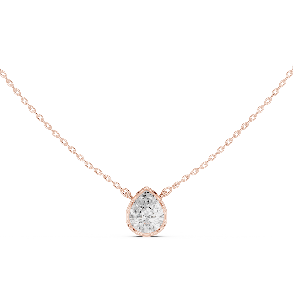 Pear Cut Bezel Solitaire Diamond Pendant – view 5 of 12, lab grown diamond pendant | Jewelix Atelier