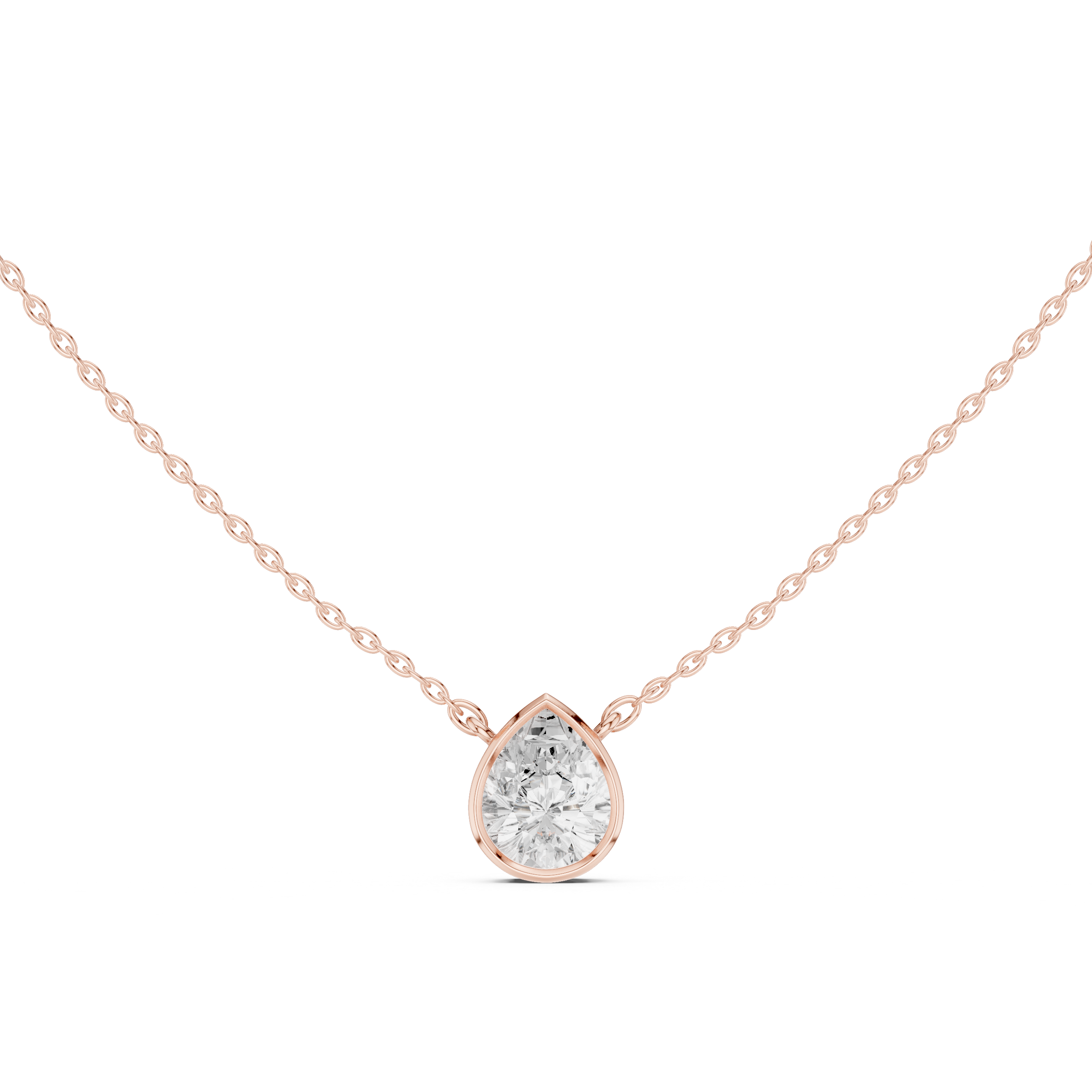 2.50 CT Pear Cut Bezel Solitaire Diamond Pendant Necklace