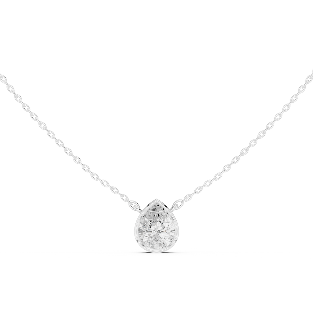 2.50 CT Pear Cut Bezel Solitaire Diamond Pendant Necklace