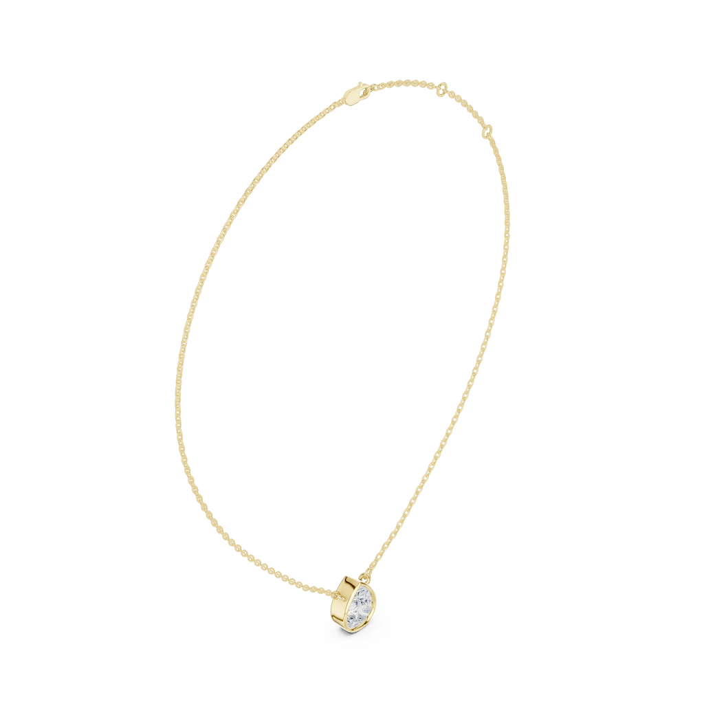 2.50 CT Pear Cut Bezel Solitaire Diamond Pendant Necklace