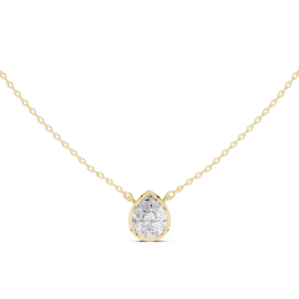 2.50 CT Pear Cut Bezel Solitaire Diamond Pendant Necklace