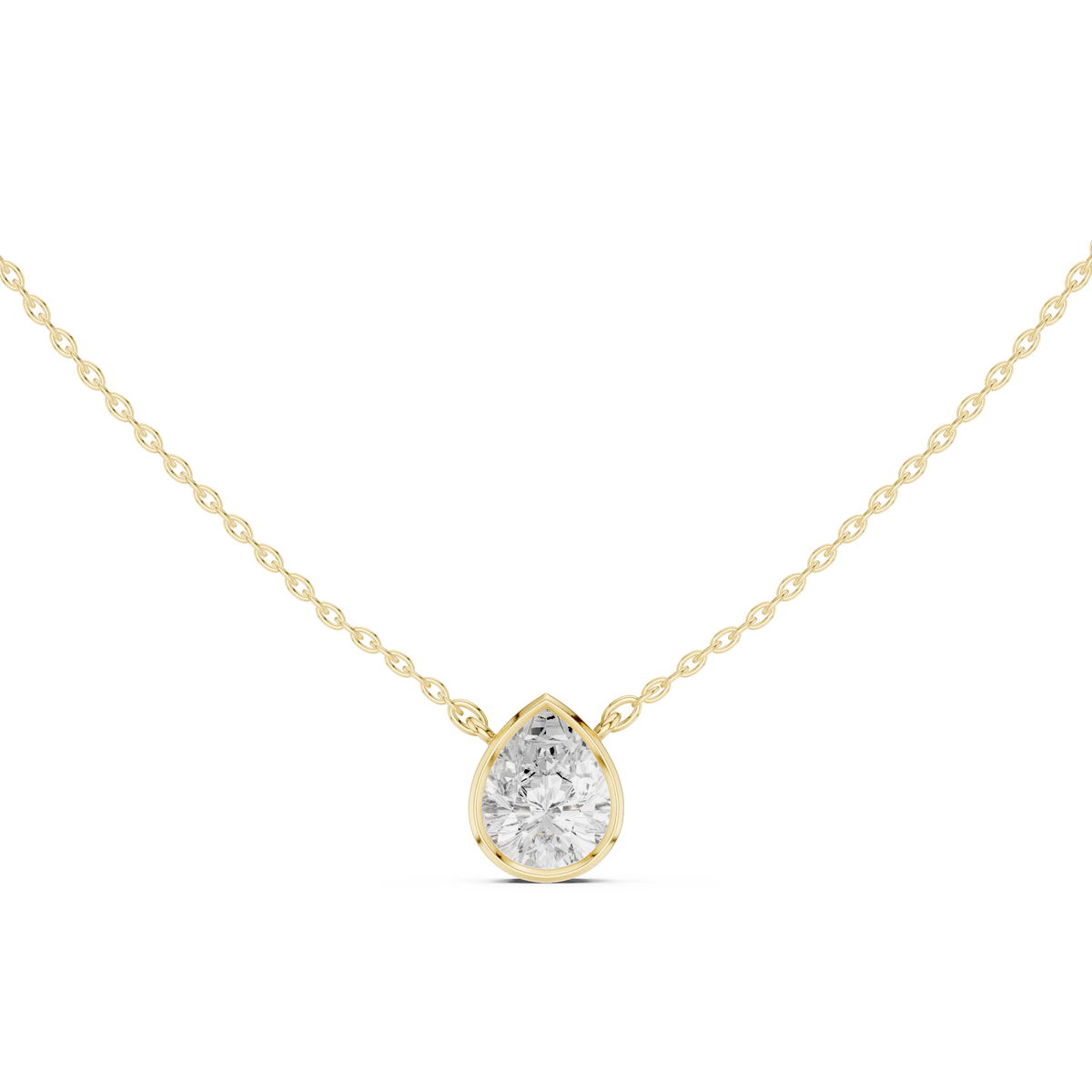 Pear Cut Bezel Solitaire Diamond Pendant – view 9 of 12, lab grown diamond pendant | Jewelix Atelier