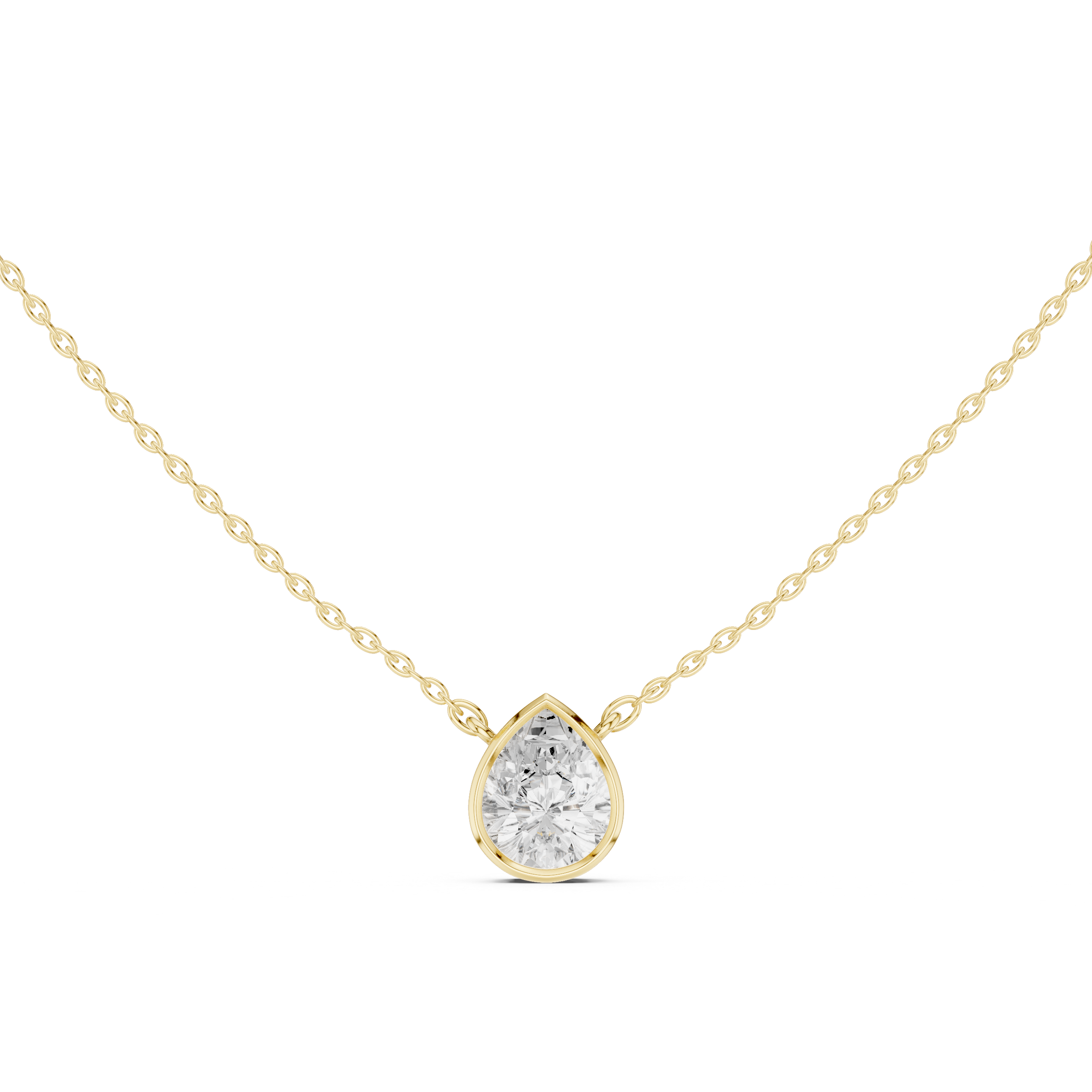 2.50 CT Pear Cut Bezel Solitaire Diamond Pendant Necklace