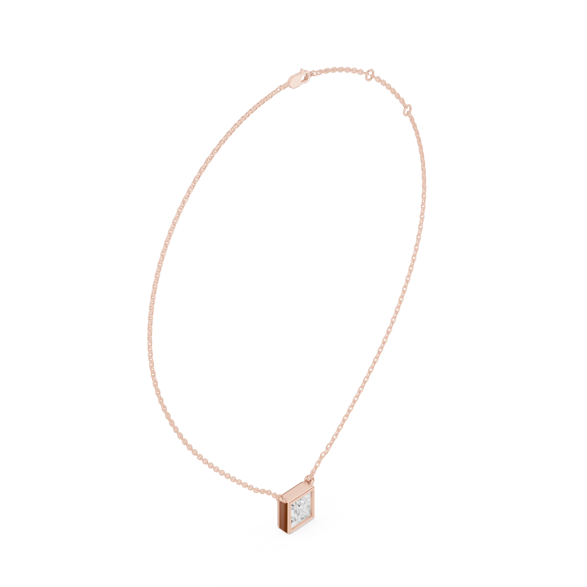 Princess Cut Bezel Solitaire Diamond Pendant – view 6 of 12, lab grown diamond pendant | Jewelix Atelier