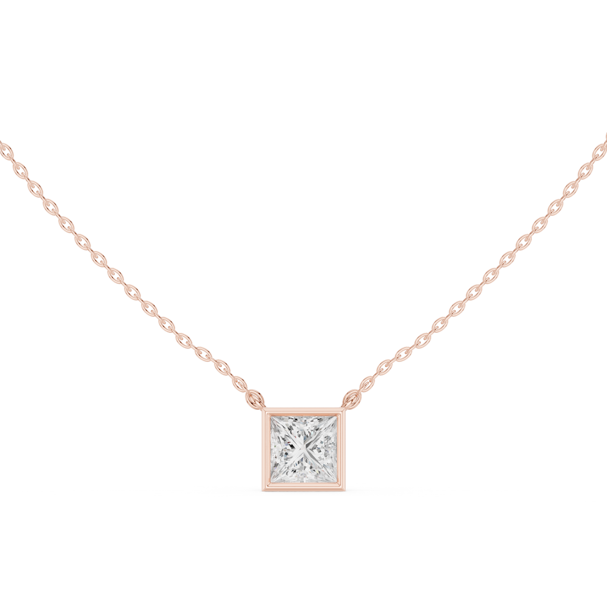 Princess Cut Bezel Solitaire Diamond Pendant – view 5 of 12, lab grown diamond pendant | Jewelix Atelier