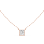2.50 CT Princess Cut Bezel Solitaire Diamond Pendant Necklace