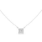2.50 CT Princess Cut Bezel Solitaire Diamond Pendant Necklace