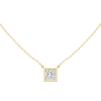 2.50 CT Princess Cut Bezel Solitaire Diamond Pendant Necklace