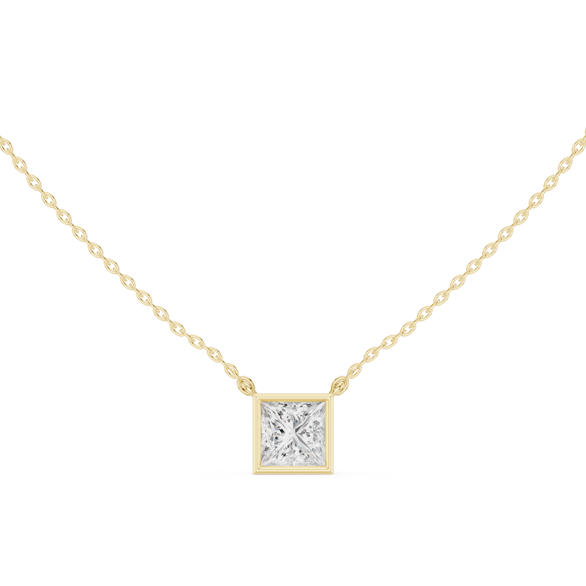 Princess Cut Bezel Solitaire Diamond Pendant – view 9 of 12, lab grown diamond pendant | Jewelix Atelier
