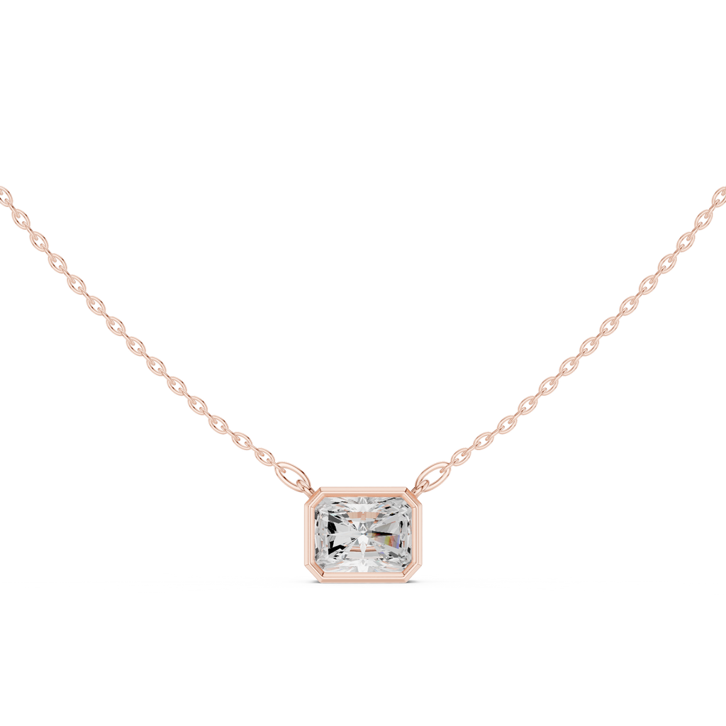 2.50 CT Radiant Cut Bezel Solitaire Diamond Pendant Necklace