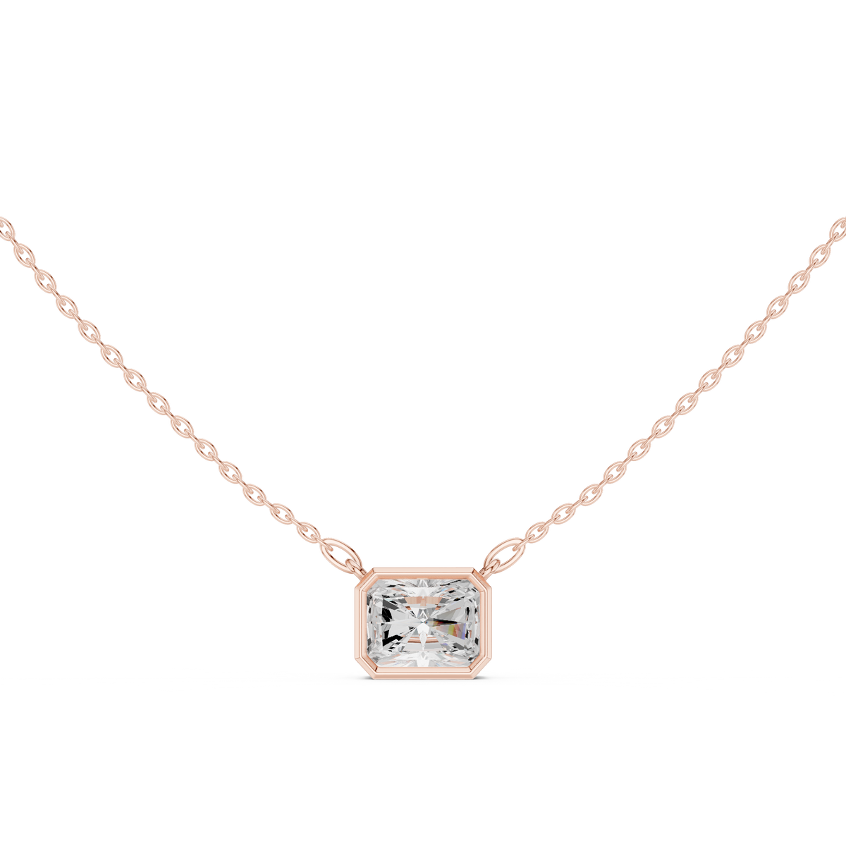 Radiant Cut Bezel Solitaire Diamond Pendant – view 5 of 12, lab grown diamond pendant | Jewelix Atelier
