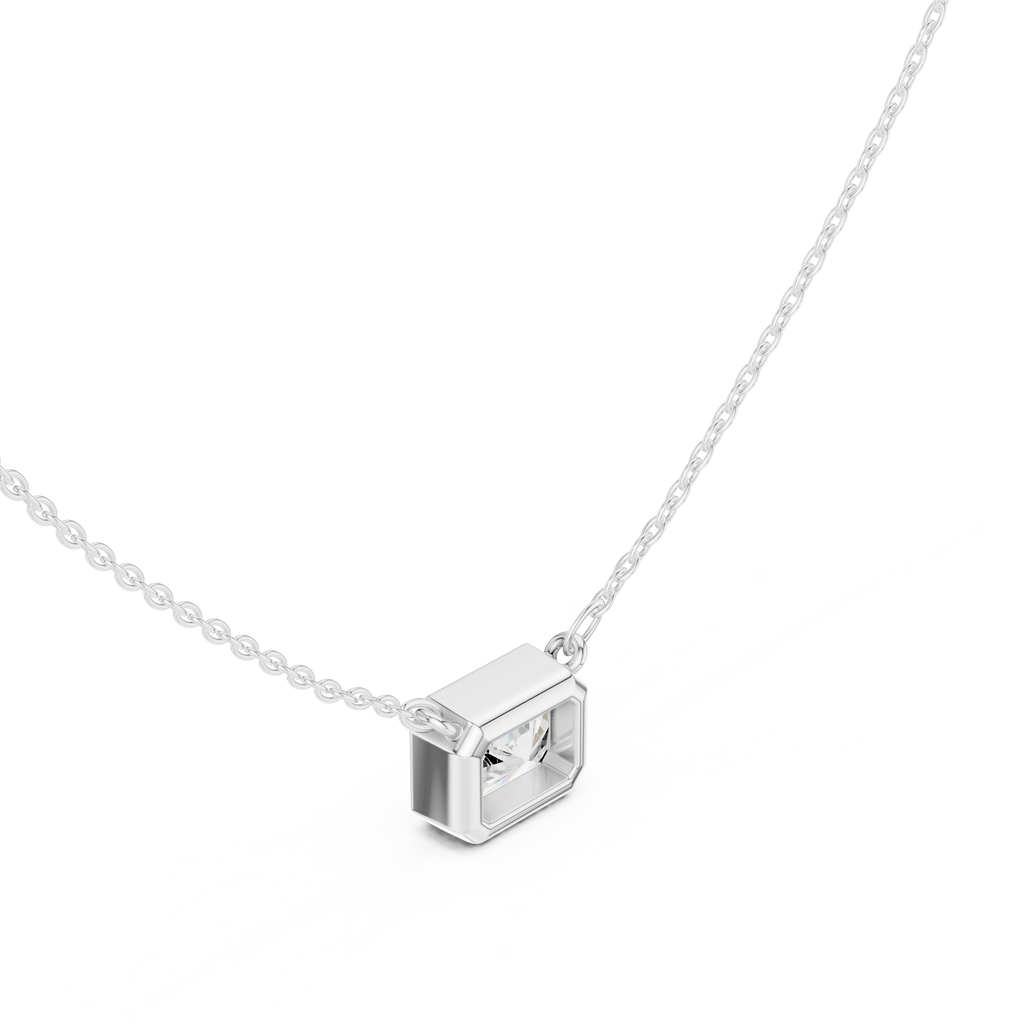 2.50 CT Radiant Cut Bezel Solitaire Diamond Pendant Necklace