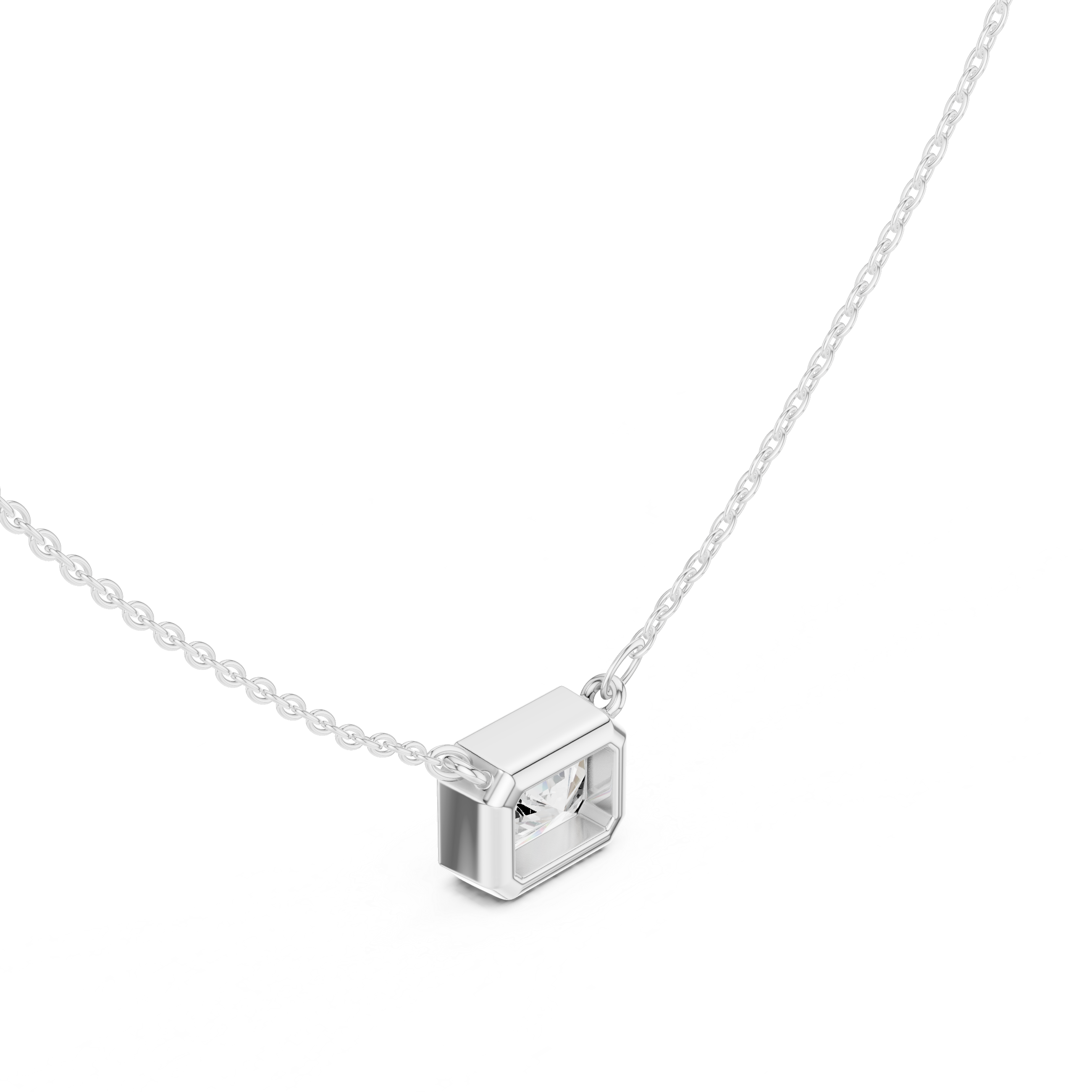 2.50 CT Radiant Cut Bezel Solitaire Diamond Pendant Necklace