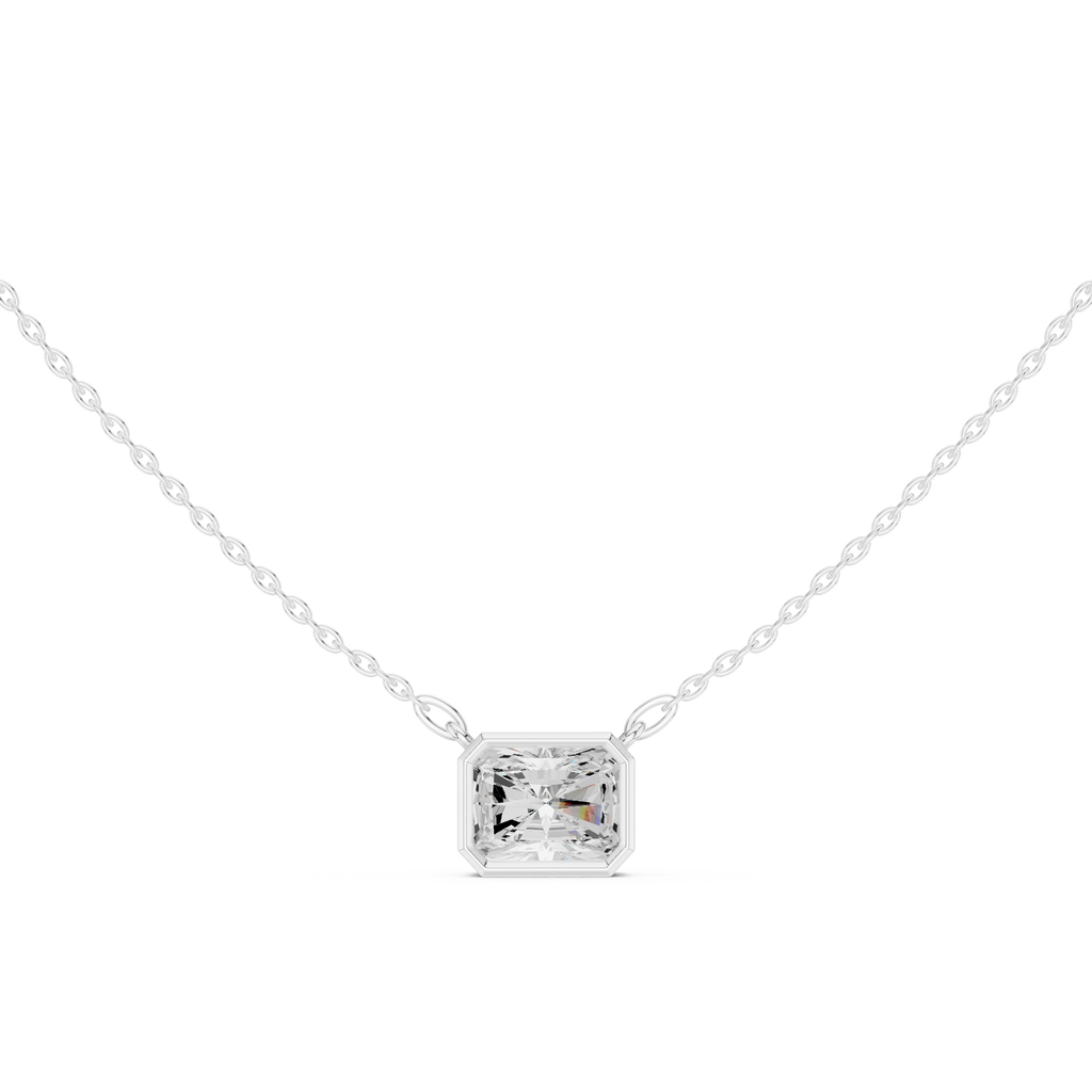 2.50 CT Radiant Cut Bezel Solitaire Diamond Pendant Necklace