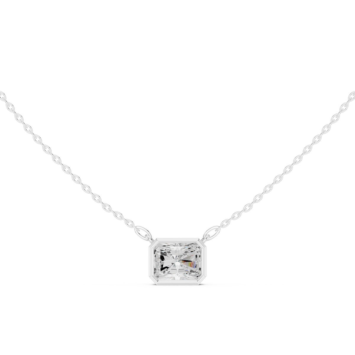 Radiant Cut Bezel Solitaire Diamond Pendant – view 1 of 12, lab grown diamond pendant | Jewelix Atelier