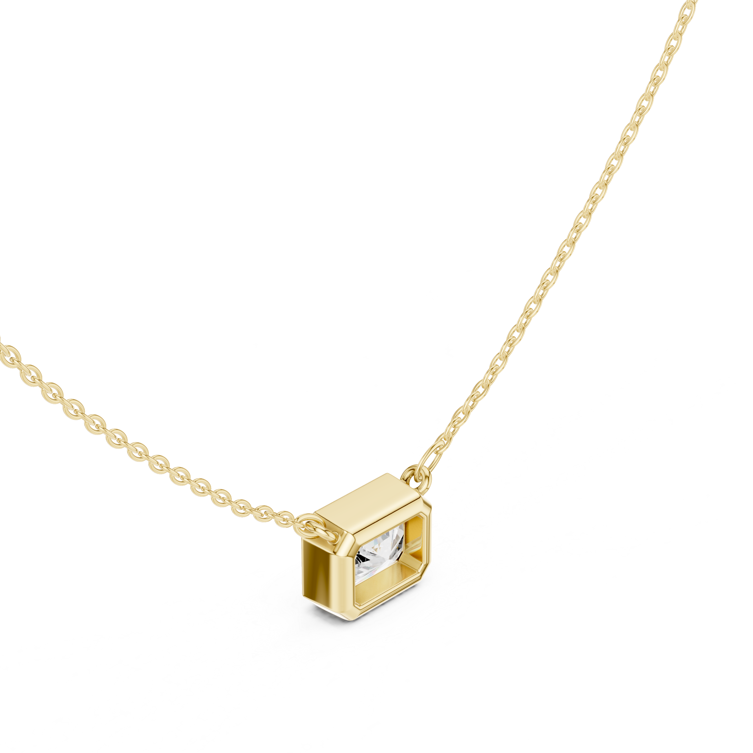 2.50 CT Radiant Cut Bezel Solitaire Diamond Pendant Necklace