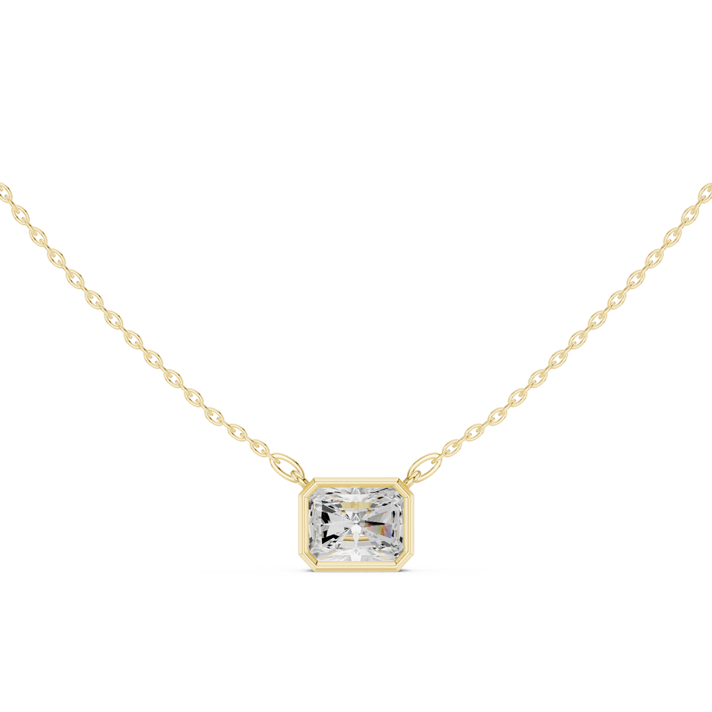 2.50 CT Radiant Cut Bezel Solitaire Diamond Pendant Necklace