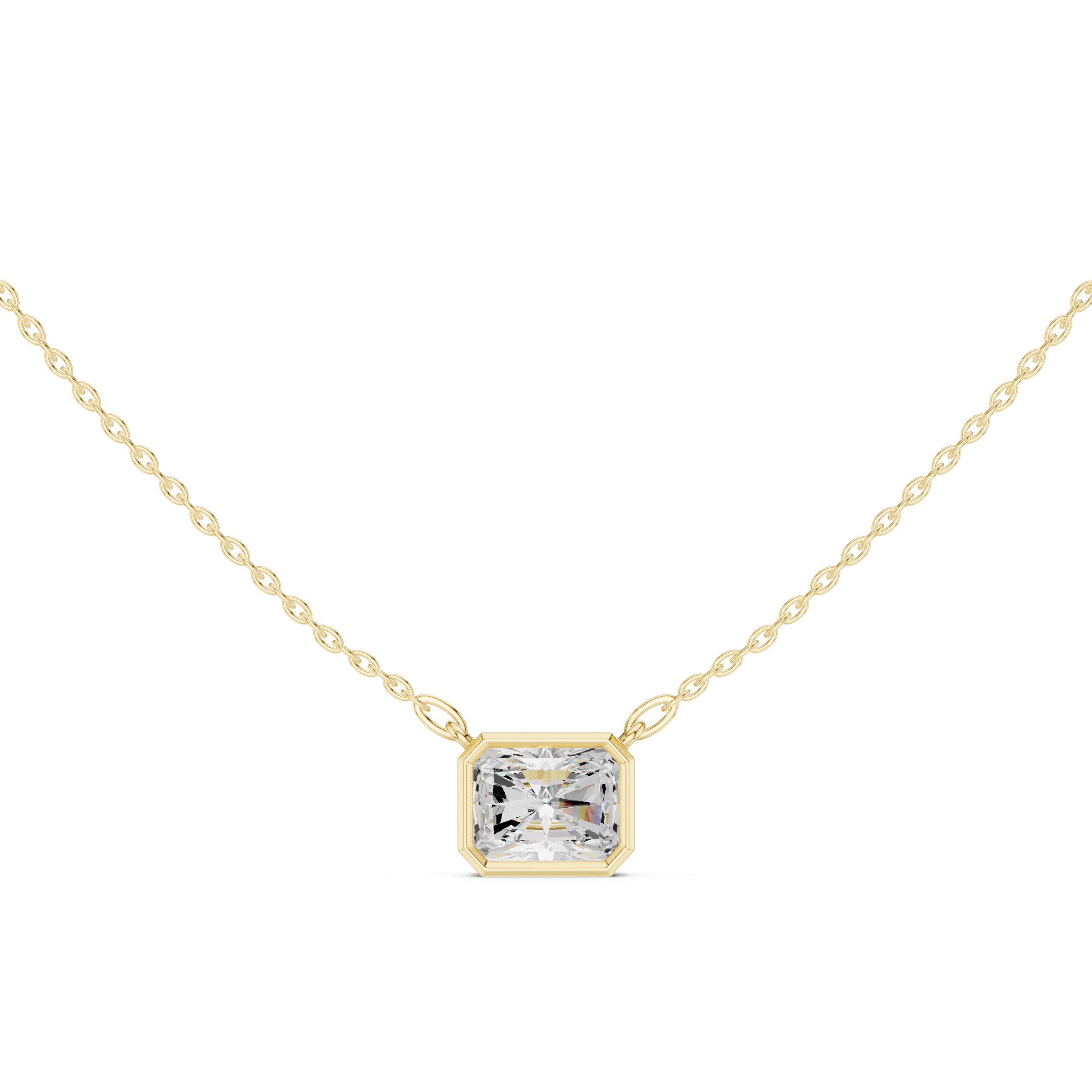 2.50 CT Radiant Cut Bezel Solitaire Diamond Pendant Necklace