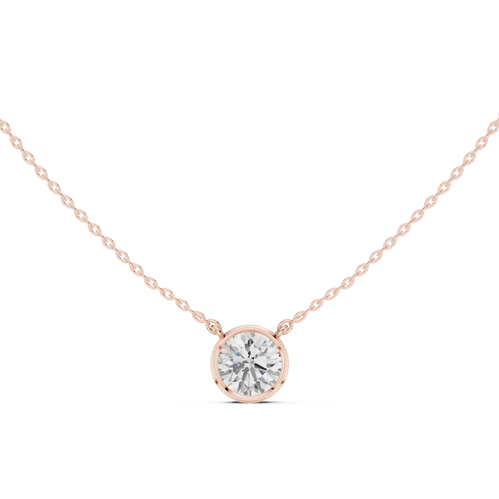 2.50 CT Round Cut Bezel Solitaire Diamond Pendant Necklace