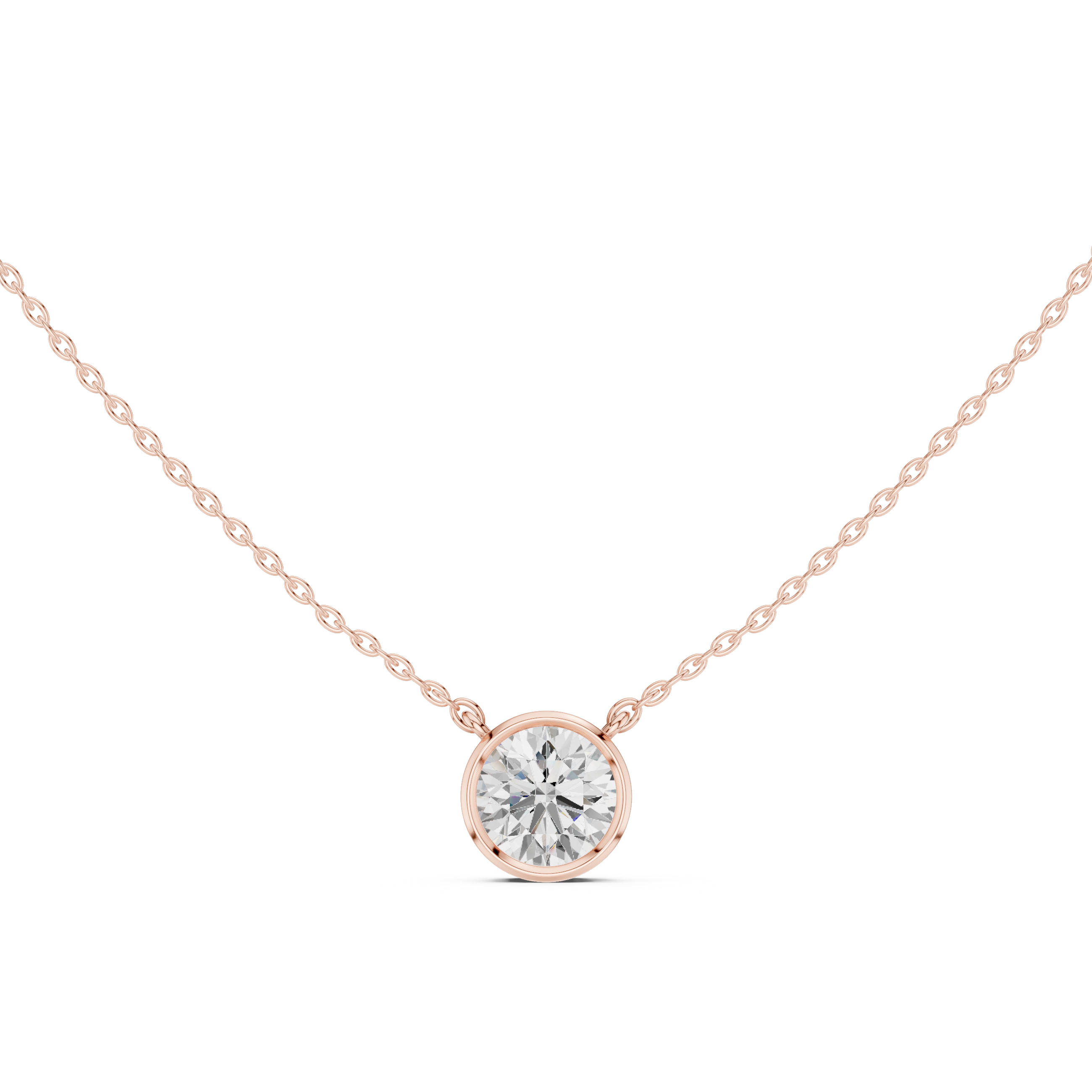 2.50 CT Round Cut Bezel Solitaire Diamond Pendant Necklace