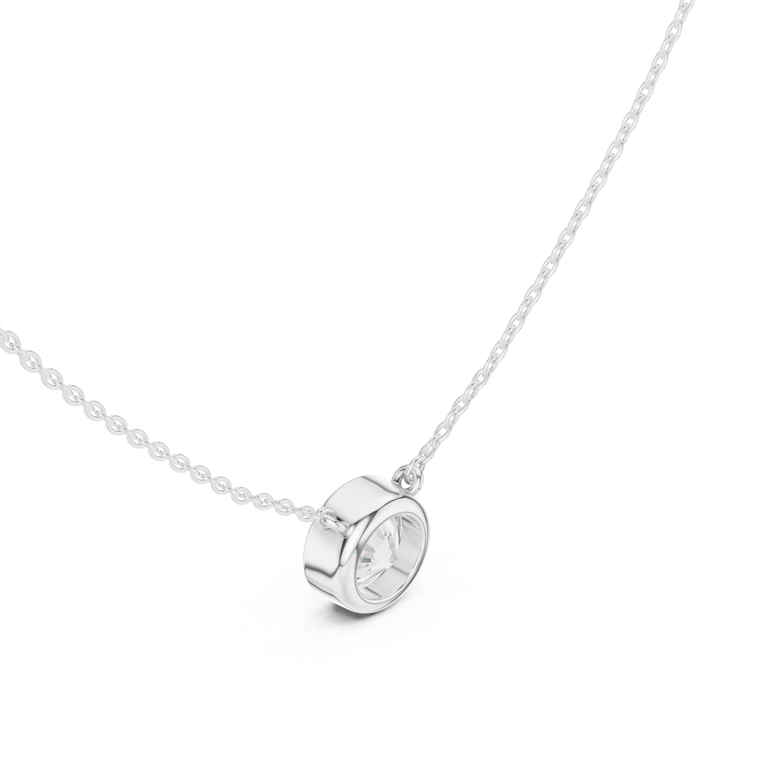 2.50 CT Round Cut Bezel Solitaire Diamond Pendant Necklace