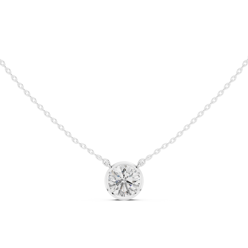 2.50 CT Round Cut Bezel Solitaire Diamond Pendant Necklace