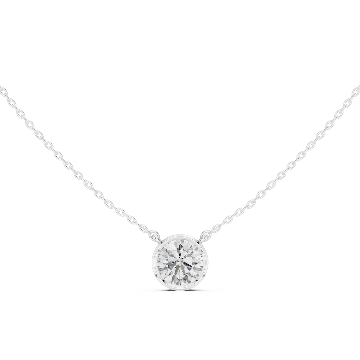 Round Cut Bezel Solitaire Diamond Pendant – view 1 of 12, lab grown diamond pendant | Jewelix Atelier