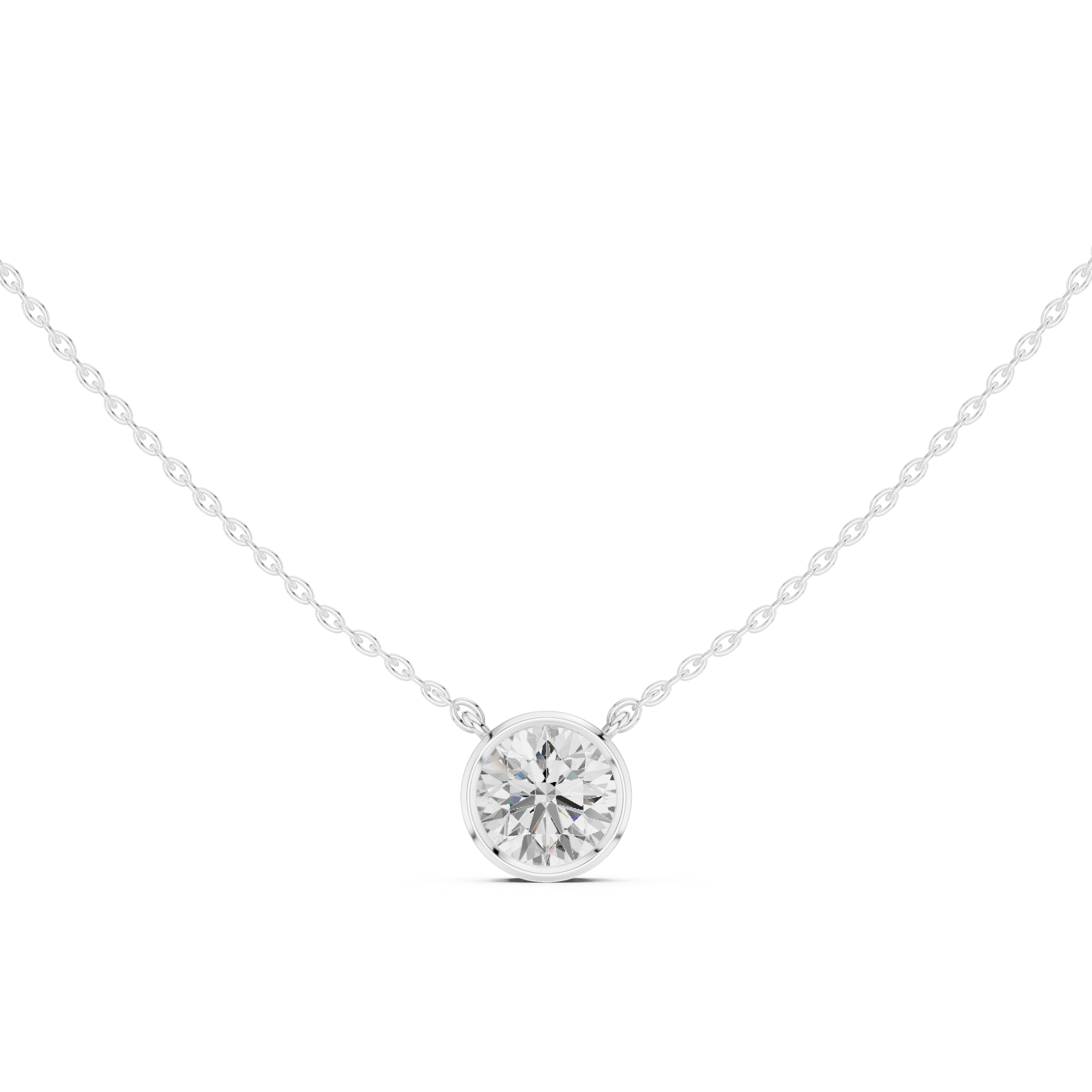 2.50 CT Round Cut Bezel Solitaire Diamond Pendant Necklace