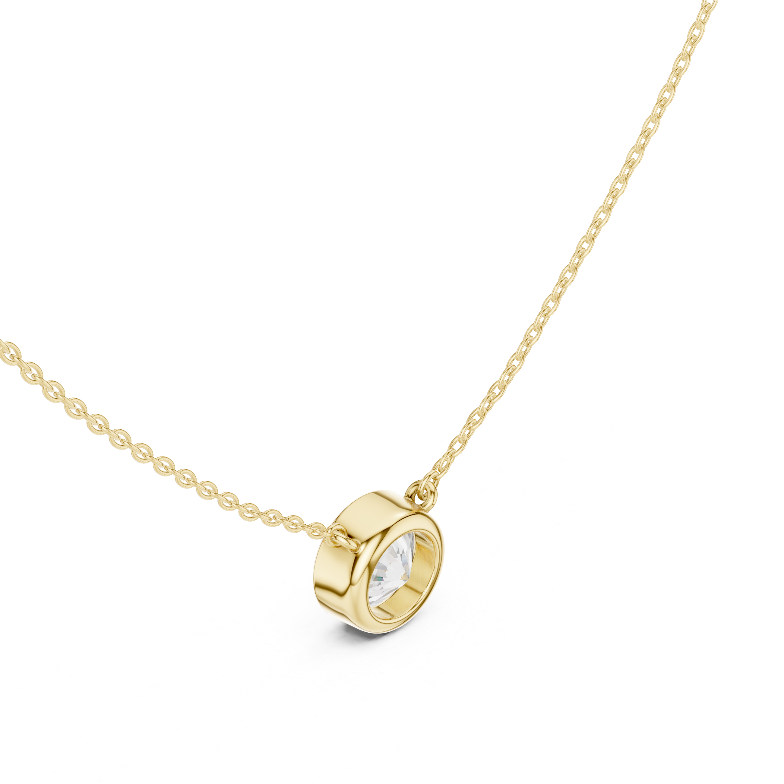 2.50 CT Round Cut Bezel Solitaire Diamond Pendant Necklace