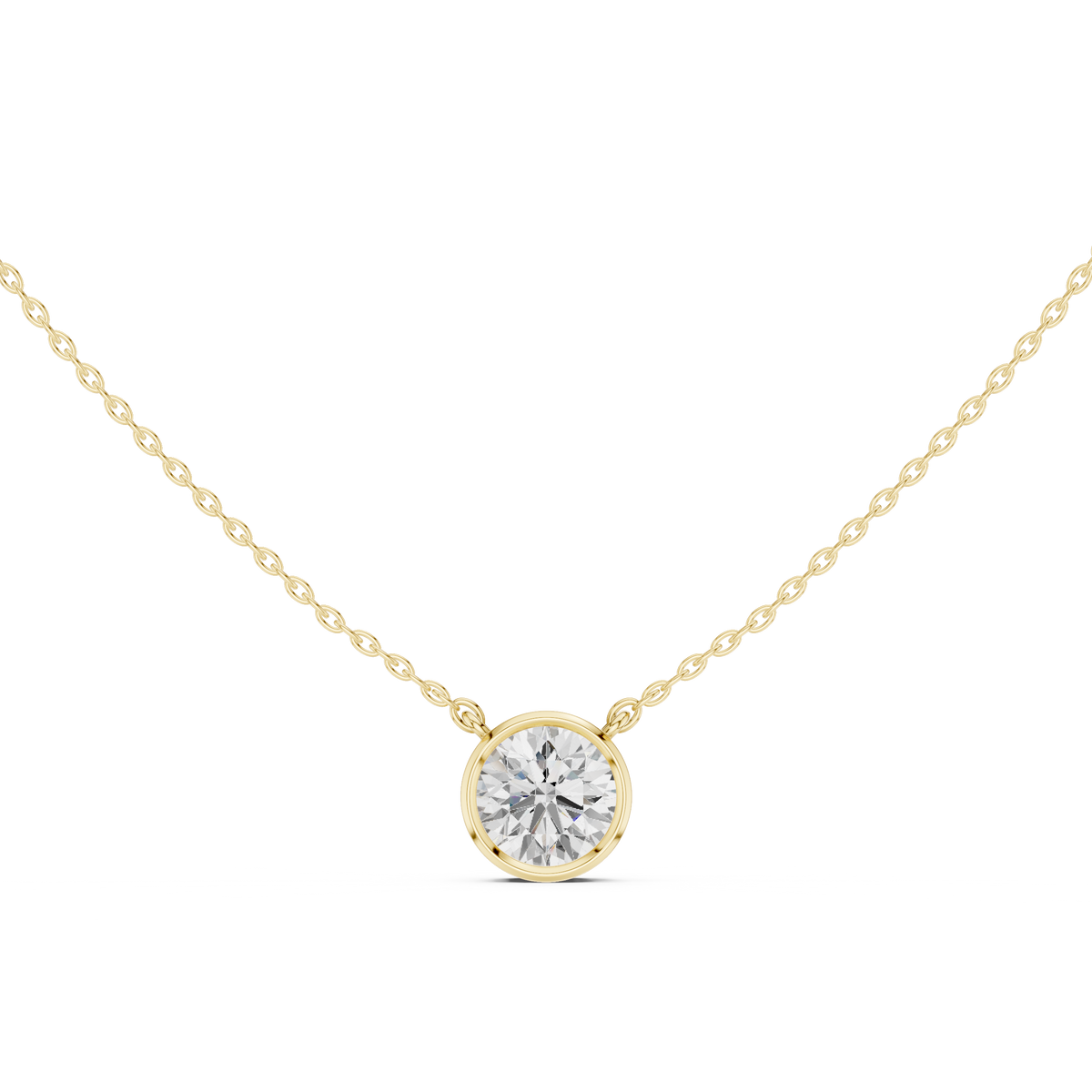 Round Cut Bezel Solitaire Diamond Pendant – view 9 of 12, lab grown diamond pendant | Jewelix Atelier