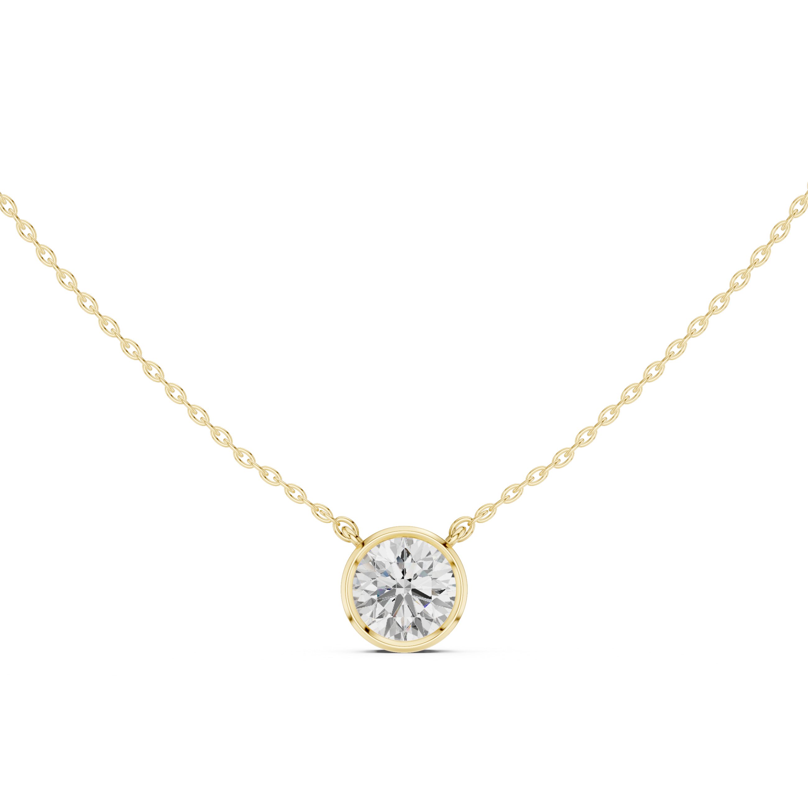 2.50 CT Round Cut Bezel Solitaire Diamond Pendant Necklace