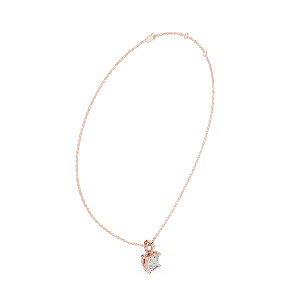 1.50 CT Asscher Cut Diamond Pavé Bail Pendant Necklace