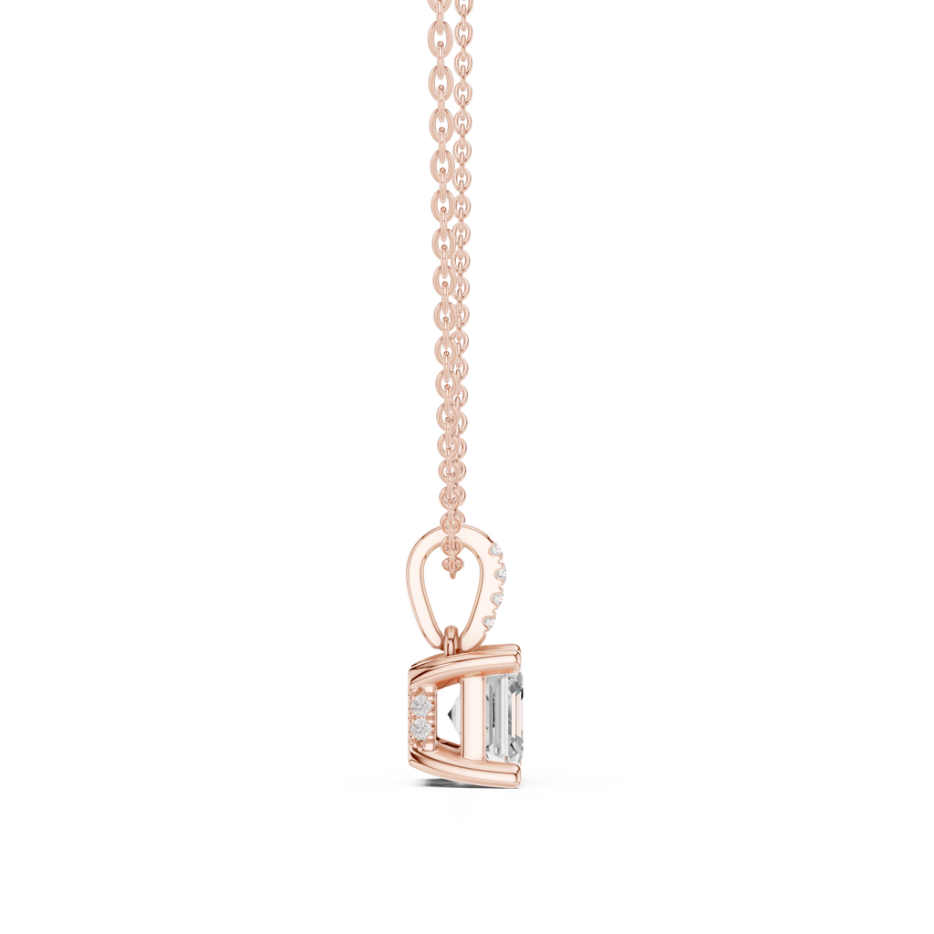 1.50 CT Asscher Cut Diamond Pavé Bail Pendant Necklace
