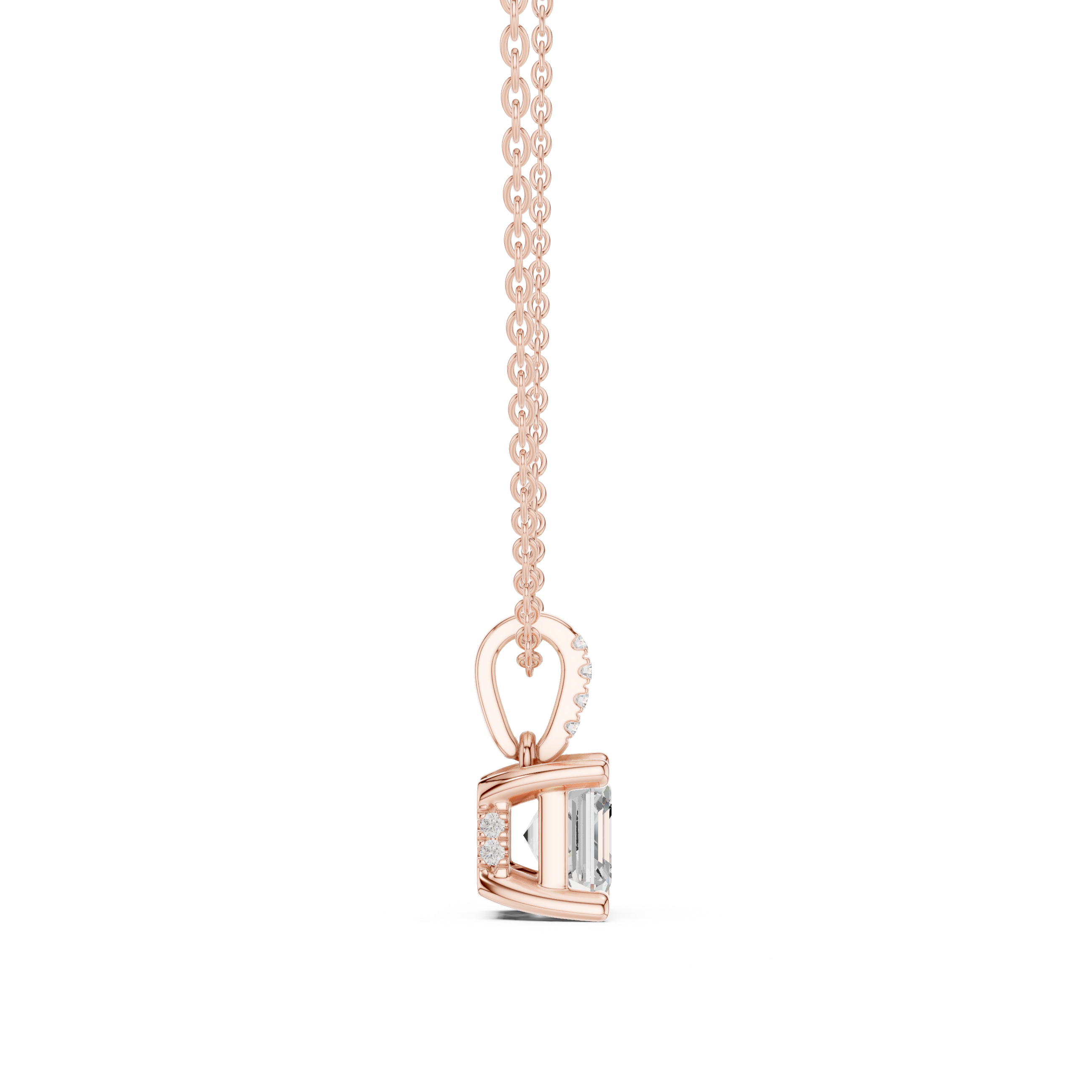 1.50 CT Asscher Cut Diamond Pavé Bail Pendant Necklace