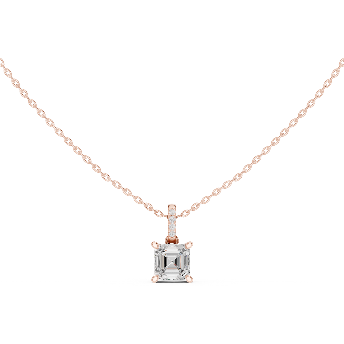 Asscher Cut Diamond Pavé Bail Pendant – view 5 of 12, lab grown diamond pendant | Jewelix Atelier