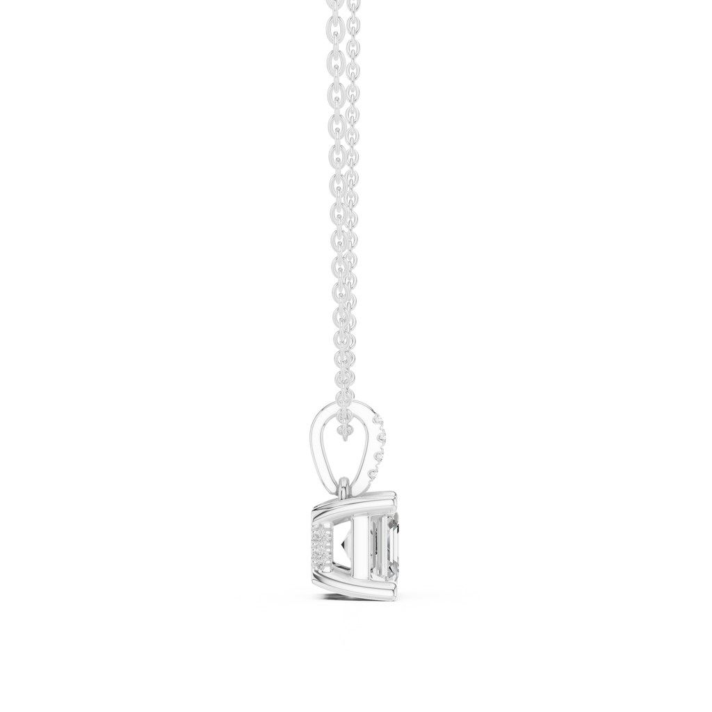 1.50 CT Asscher Cut Diamond Pavé Bail Pendant Necklace