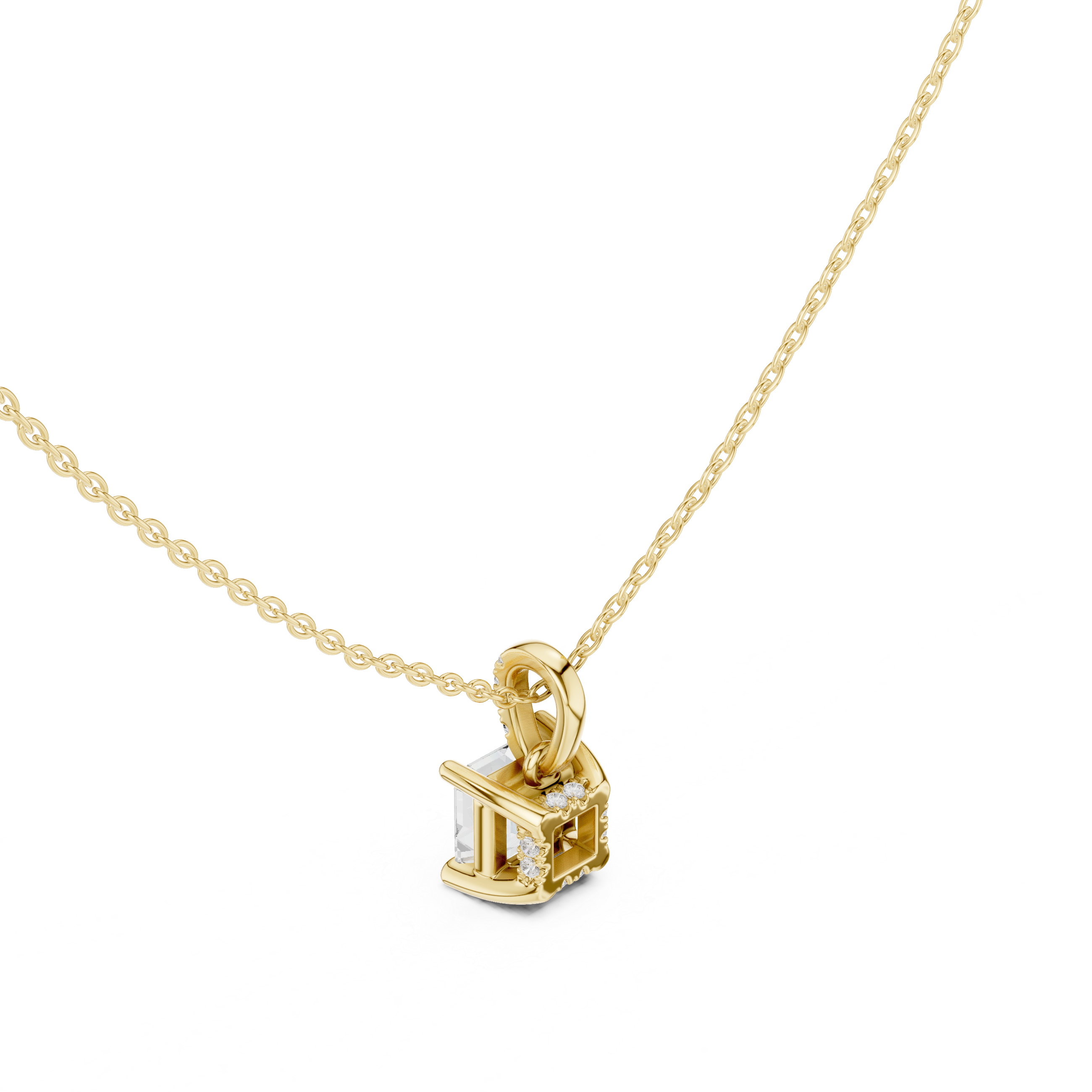 1.50 CT Asscher Cut Diamond Pavé Bail Pendant Necklace