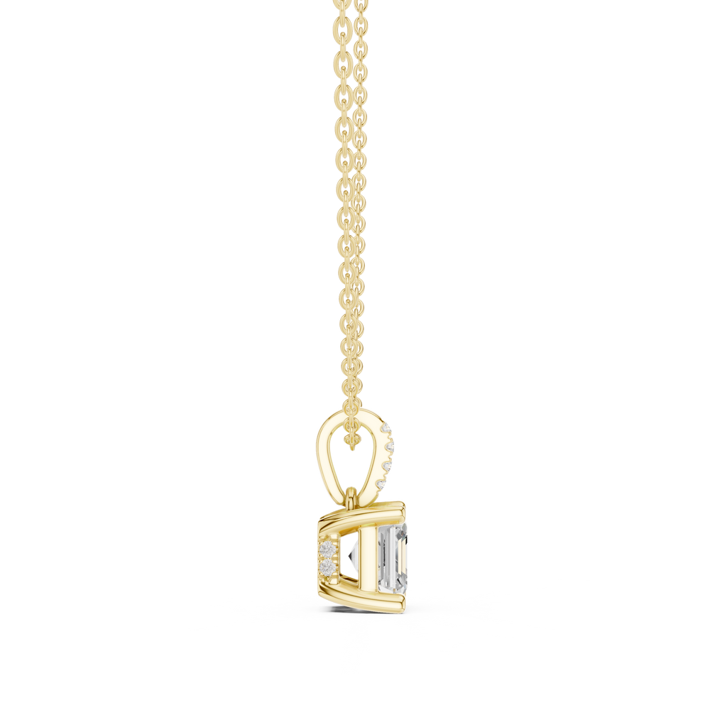 1.50 CT Asscher Cut Diamond Pavé Bail Pendant Necklace