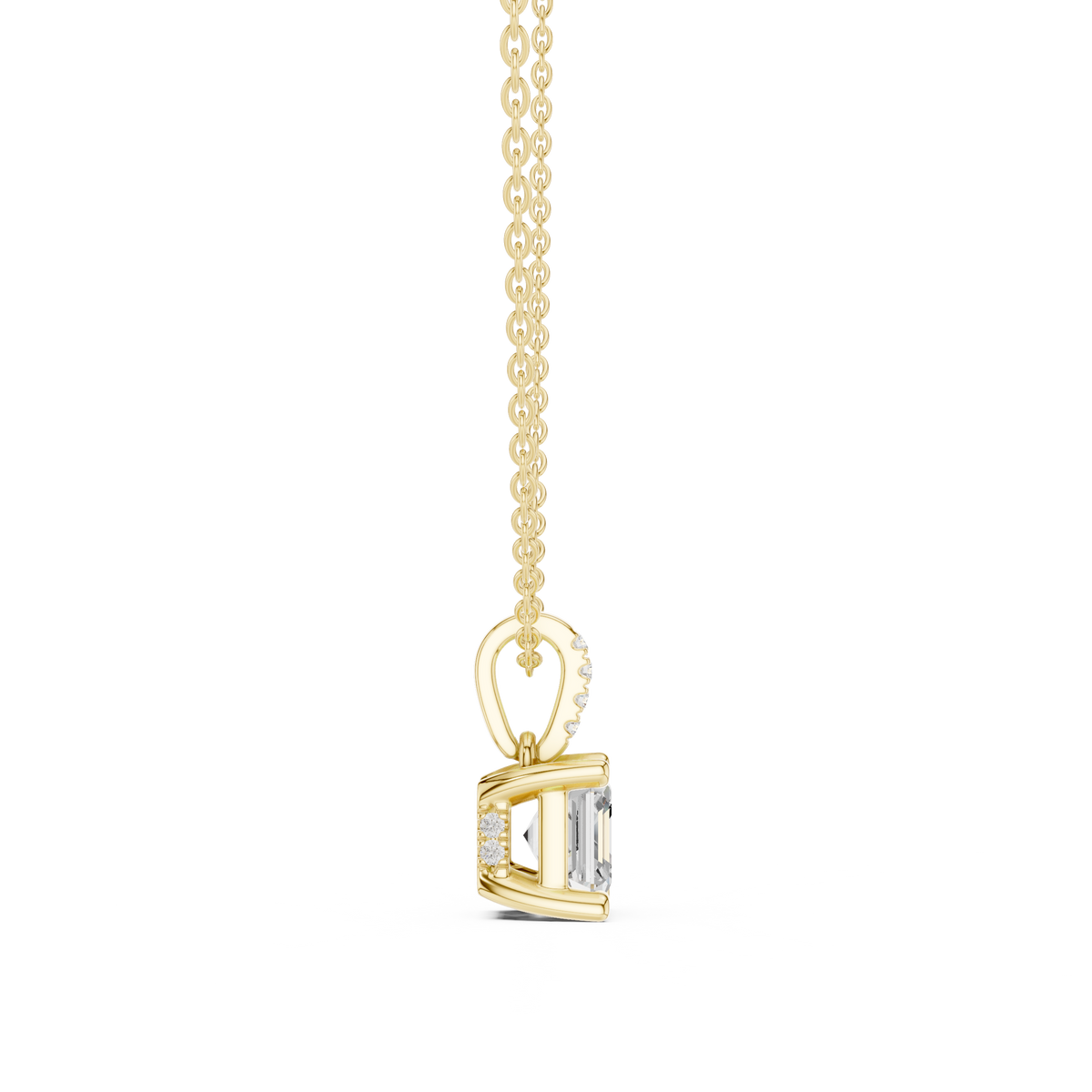 Asscher Cut Diamond Pavé Bail Pendant – view 12 of 12, lab grown diamond pendant | Jewelix Atelier
