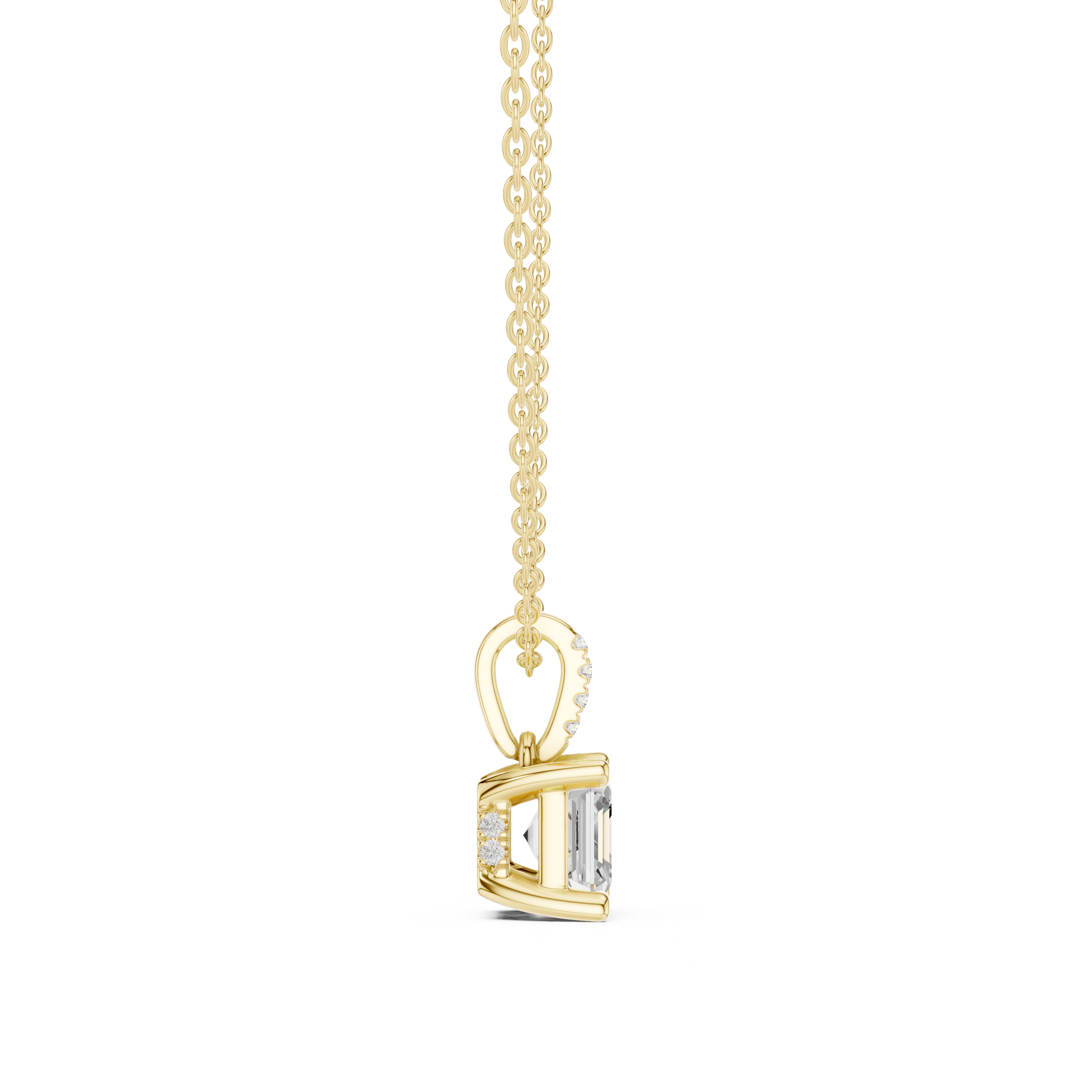 1.50 CT Asscher Cut Diamond Pavé Bail Pendant Necklace