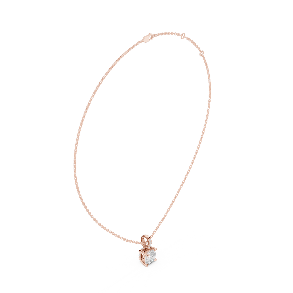 1.50 CT Cushion Cut Diamond Pavé Bail Pendant Necklace