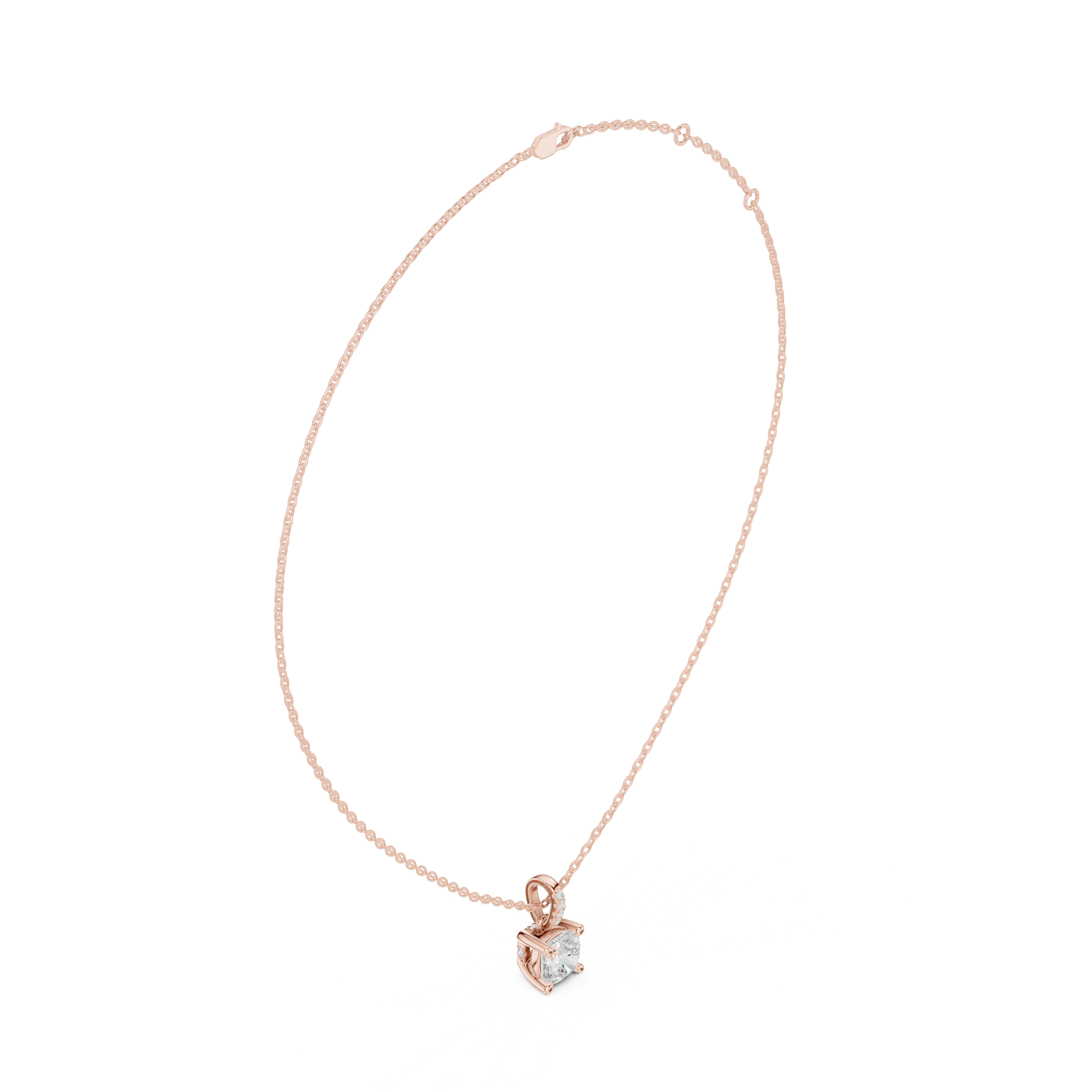 1.50 CT Cushion Cut Diamond Pavé Bail Pendant Necklace