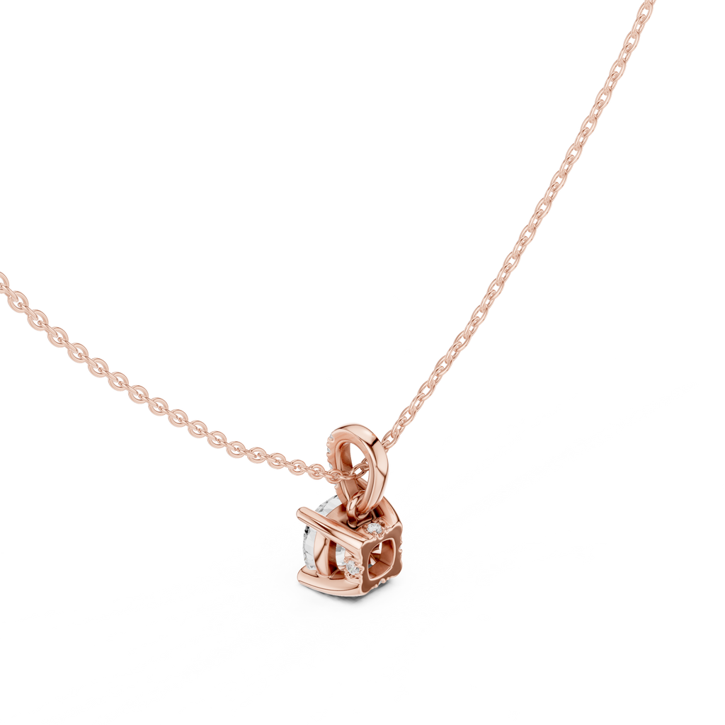 1.50 CT Cushion Cut Diamond Pavé Bail Pendant Necklace
