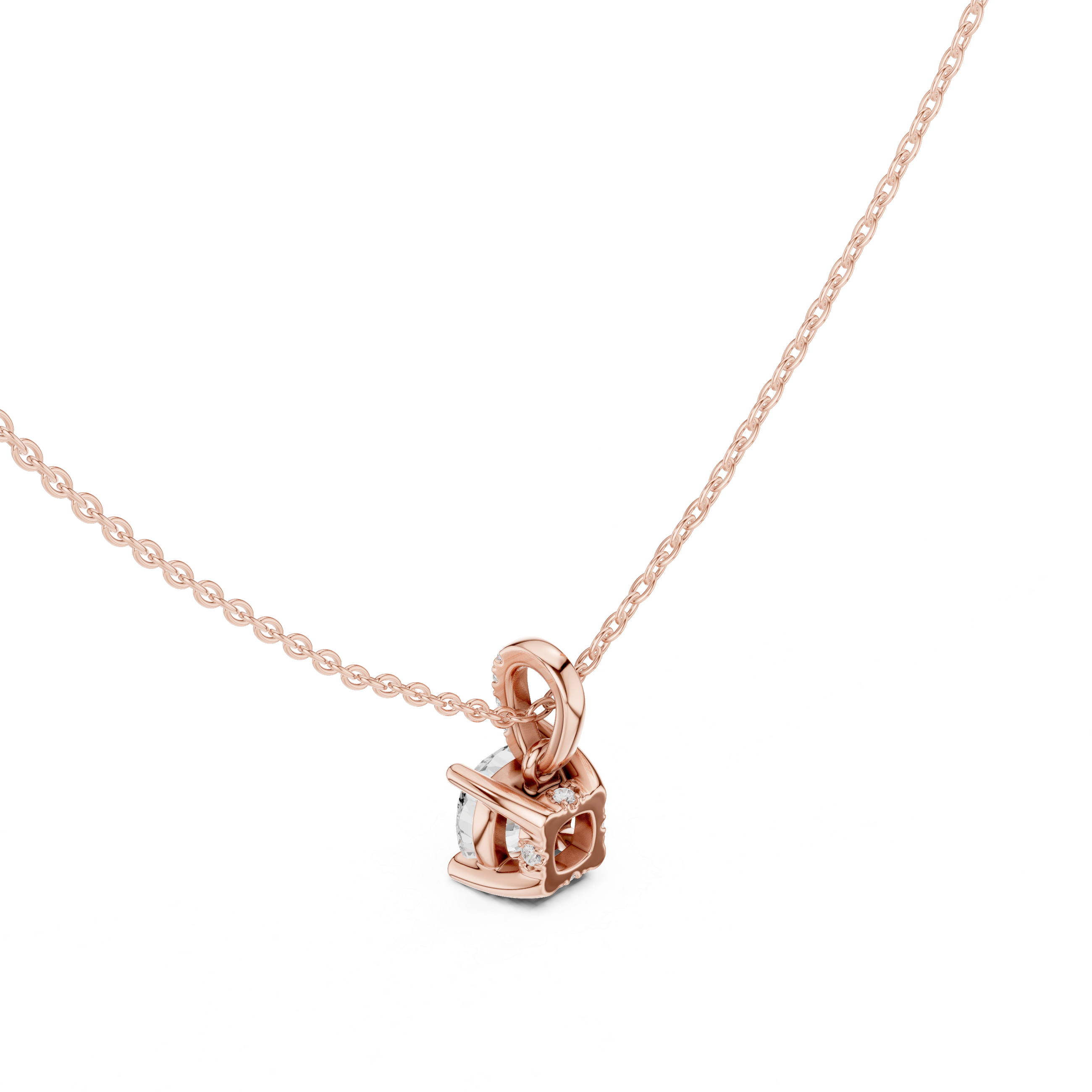 1.50 CT Cushion Cut Diamond Pavé Bail Pendant Necklace