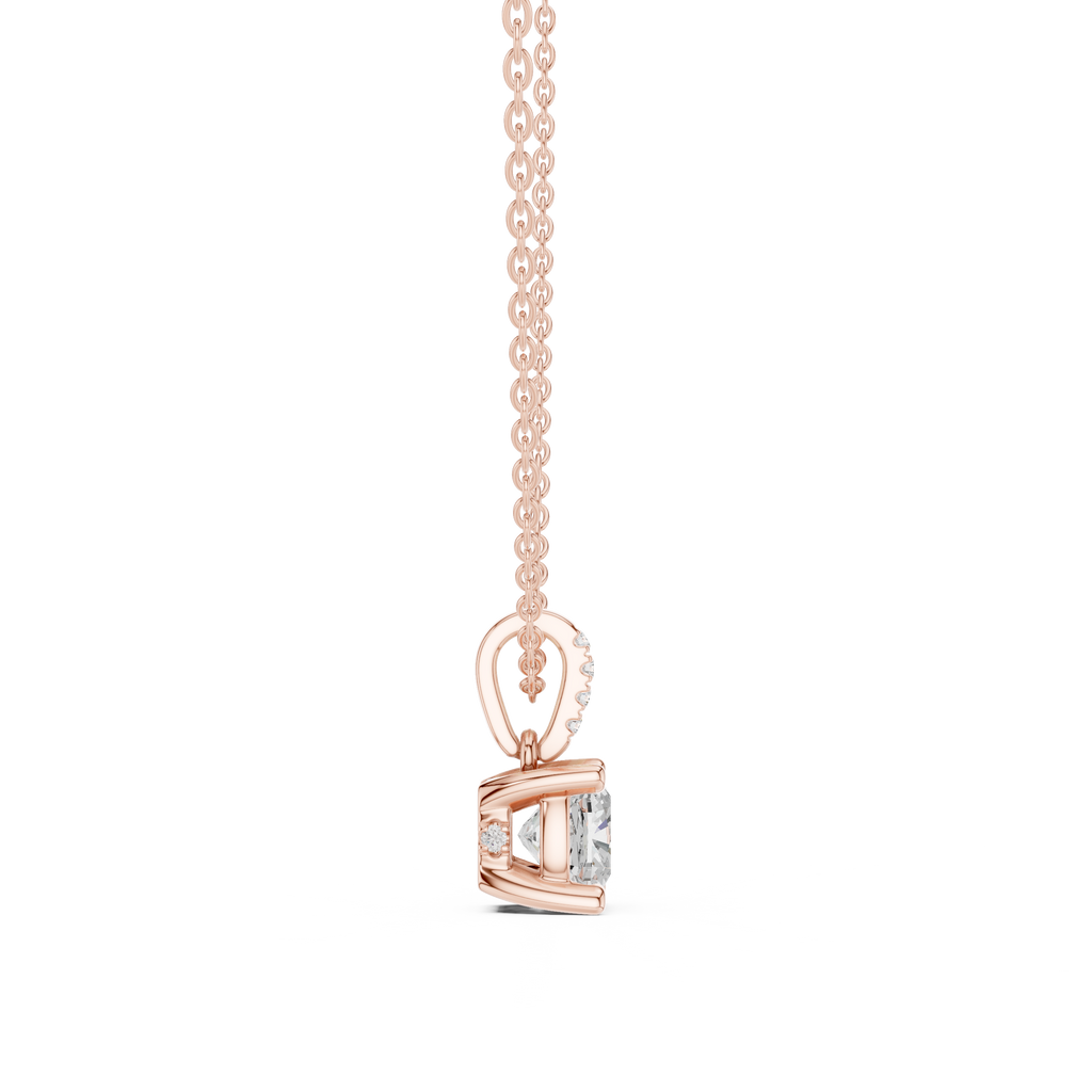 1.50 CT Cushion Cut Diamond Pavé Bail Pendant Necklace