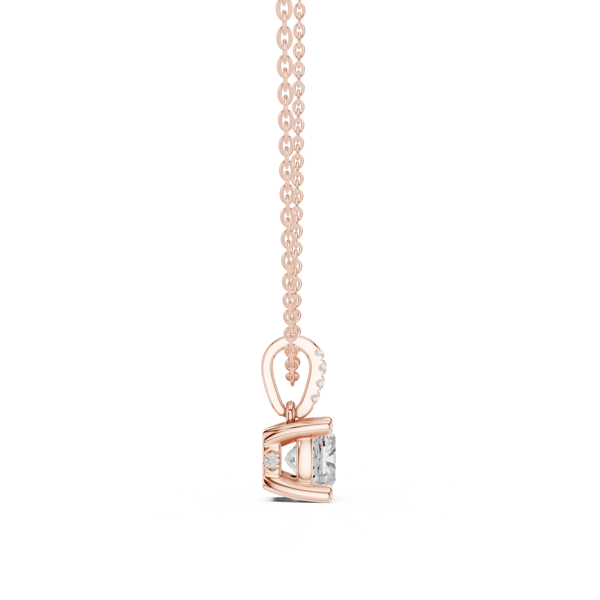 Cushion Cut Diamond Pavé Bail Pendant – view 8 of 12, lab grown diamond pendant | Jewelix Atelier