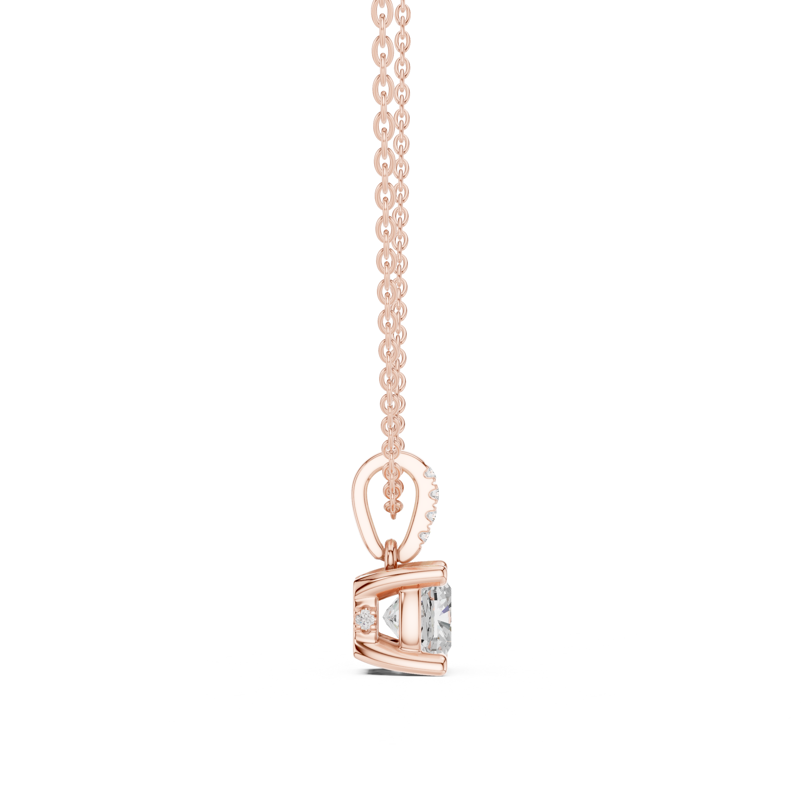 1.50 CT Cushion Cut Diamond Pavé Bail Pendant Necklace