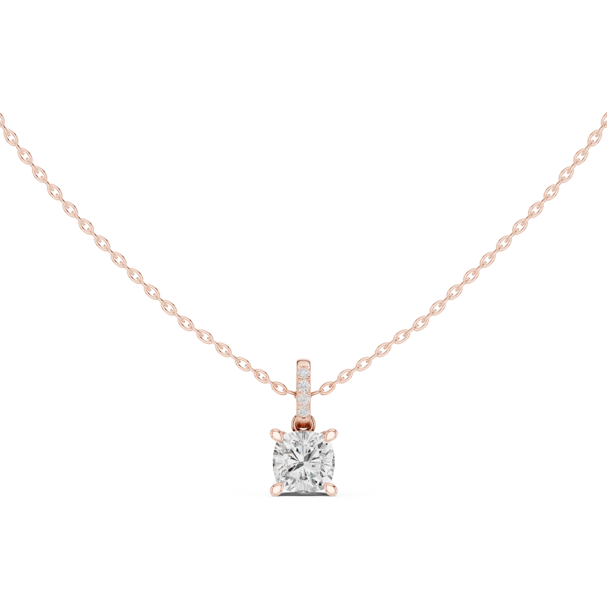 Cushion Cut Diamond Pavé Bail Pendant – view 5 of 12, lab grown diamond pendant | Jewelix Atelier