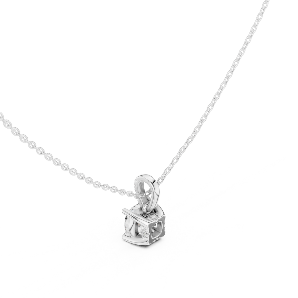 1.50 CT Cushion Cut Diamond Pavé Bail Pendant Necklace
