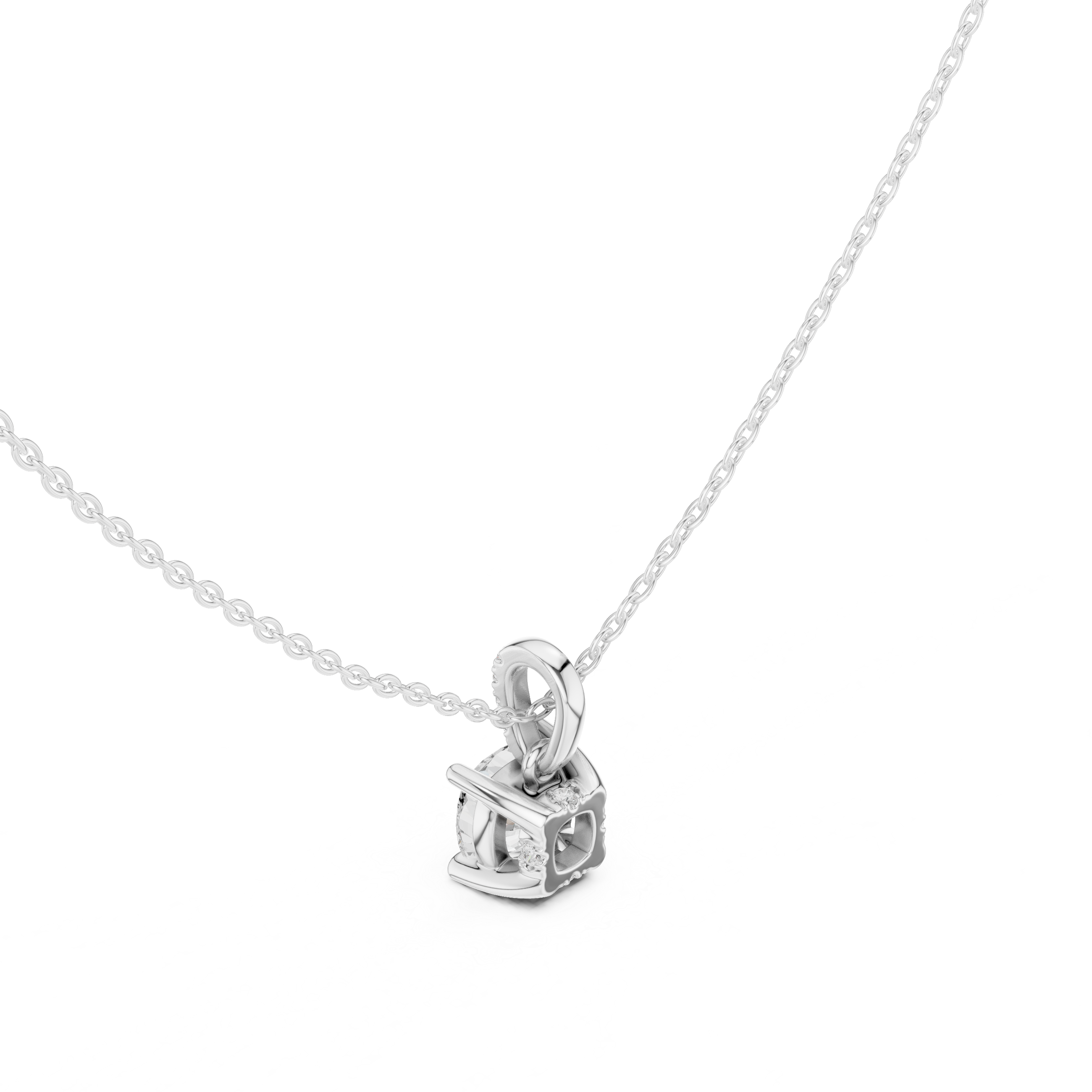 1.50 CT Cushion Cut Diamond Pavé Bail Pendant Necklace